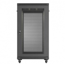 LANBERG Szafa instalacyjna rack stojąca 19" 22U 600x1000 czarna drzwi perforowane ( flat pack) 