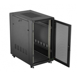 LANBERG Szafa instalacyjna rack stojąca 19" 22U 600x1000 czarna drzwi perforowane ( flat pack) 