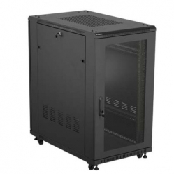 LANBERG Szafa instalacyjna rack stojąca 19" 22U 600x1000 czarna drzwi perforowane ( flat pack) 