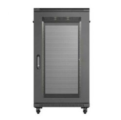 LANBERG Szafa instalacyjna rack stojąca 19" 22U 600x1000 czarna drzwi perforowane ( flat pack) 