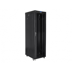 LANBERG Szafa instalacyjna rack stojąca 19 42U 600x1000 czarna, drzwi szklane lcd (flat pack)