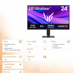 LG Electronics Monitor 24G411A-B 23,8 cala IPS Ultragear 