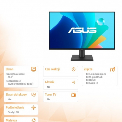 Asus Monitor 23.8 cala VA249HG FHD IPS 120Hz HDMI VGA