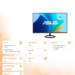 Asus Monitor 23.8 cala VZ249HG IPS 120Hz HDMI D-SUB