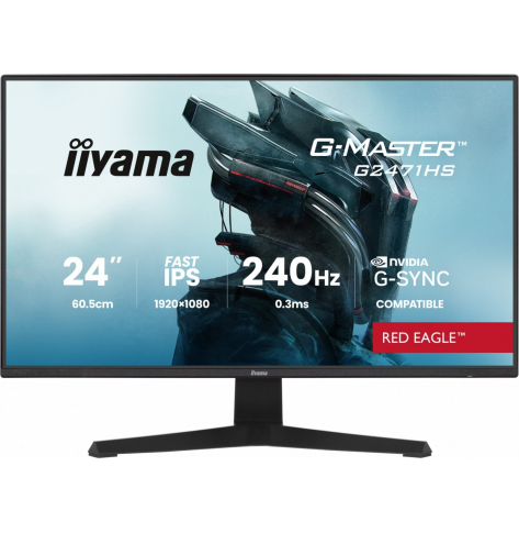 IIYAMA Monitor 23,8 cala G2471HS-B1 Fast IPS,FHD,240Hz,2xHDMI,DP, 350cd, Adaptive G-SYNC - 1920 x 1080 @48-240Hz DisplayPort Only