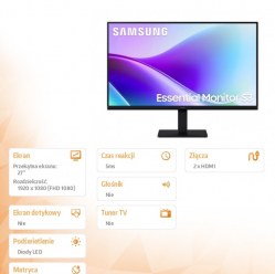 Samsung Monitor 27 cali S32GF IPS 1920x1080 FHD 120Hz 16:9 2xHDMI 5-ms LS27F320GAUXEN 