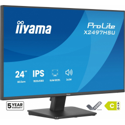 IIYAMA Monitor ProLite 23.8 cala X2497HSU-B1 IPS,FHD,HDMI,DP,120Hz,350CD,2xUSBv3.2, 2xUSB-C, GW 5lat