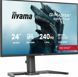 IIYAMA Monitor 23,8 cala GB2471HS-B1 Fast IPS,FHD,240Hz,2xHDMI,DP, 350cd, HAS(150) PIVOT, Adaptive G-SYNC - 1920 x 1080 @48-240Hz DisplayPort Only 