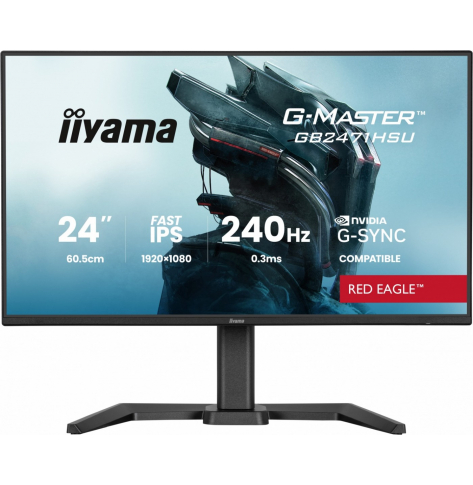 IIYAMA Monitor 23.8 cala GB2471HSU-B1 IPS,FHD,240Hz,2xHDMI,DP,1xUSB 3.2, 1xUSB C, Adaptive G-SYNC - 1920 x 1080 @48-240Hz DisplayPort Only, HA