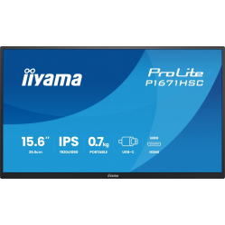 IIYAMA Monitor 15.6 cala P1671HSC-B1 IPS,FHD,miniHDMI,2xUSBC,250cd,8ms,2x1W, 0,7kg