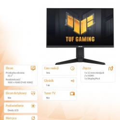 Asus Monitor 25 cali VG259QL5A IPS 200Hz HDMI DP H0-120 