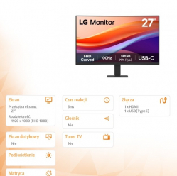LG Electronics Monitor 27 cali 27U421A-B 