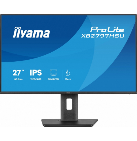 IIYAMA Monitor ProLite 27 cali XB2797HSU-B1 IPS,FHD,HDMI,DP,120Hz,2xUSBv3.2, 2xUSB-C, 350 CD, 2x2W, HAS 150/PIVOT