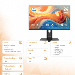 MSI Monitor PRO MP245PHG E14 23.8 cala/LED/FHD/Flat/144Hz/Black