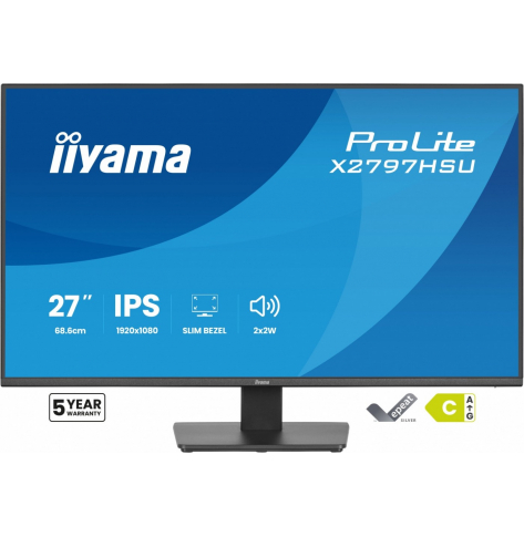 IIYAMA Monitor ProLite 27 cali X2797HSU-B1 IPS,FHD,HDMI,DP,120Hz,350CD,2xUSBv3.2, 2xUSB-C, GW 5lat