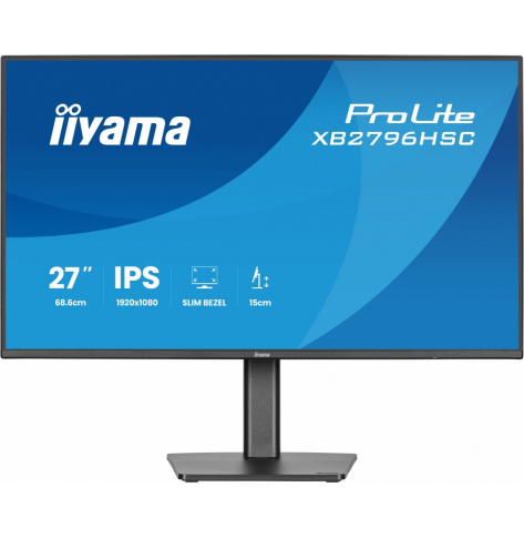 IIYAMA Monitor 27 cali XB2796HSC-B1 IPS,FHD,HDMI,USB-C (PD 65W),144Hz, 1xUSB 3.2 , 1xUSB-C, 2x2W, HAS 150/PIVOT/obrót stopy 360st