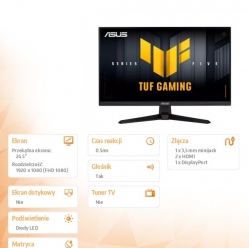 Asus Monitor 25 cali TUF Gaming VG257Q5A VA 200Hz 2HDMI DP 