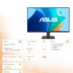 Asus Monitor 27 cali VA279QG IPS 120Hz HDMI DP VGA 