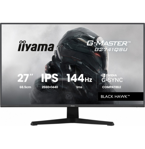 IIYAMA Monitor 27 cali G2741QSU-B1 IPS,QHD,144Hz,1ms,2xUSB Adaptive G-SYNC,HDMI,DP,350cd,