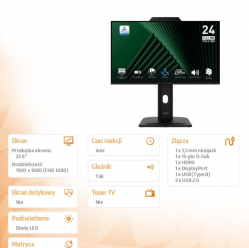 MSI Monitor 23.8 cala PRO MP242PMG LED/FHD/Flat/120Hz/czarny