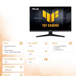 Asus Monitor 27 cali VG279Q5A TUF5 200Hz 0.3MS 2HDMI DP 