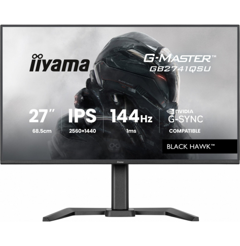 IIYAMA Monitor 27 cali GB2741QSU-B1 IPS,QHD,144Hz,1ms,2xUSB, Adaptive G-SYNC,HDMI,DP,350cd, HAS (150) PIVOT