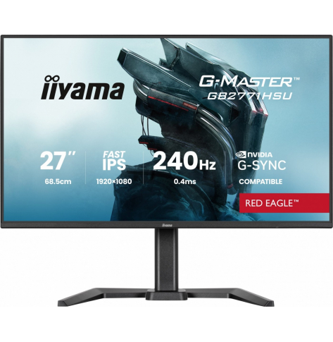IIYAMA Monitor 27 cali GB2771HSU-B1 0.4ms,Fast IPS, HAS (150) PIVOT, 1xUSB 3.2, 1xUSB C, 240Hz, DP, 2xHDMI,Adaptive G-SYNC-1920x1080@48-240Hz DP Only