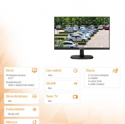 AG NEOVO Monitor 23,8 cala SC-2402 czarny IPS FHD VGA HDMI 