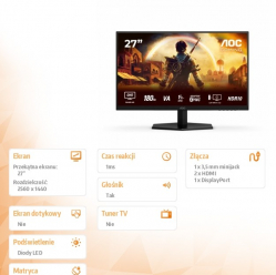 AOC Monitor Q27G42XNE 27 cali Fast VA 180Hz HDMIx2 DP 