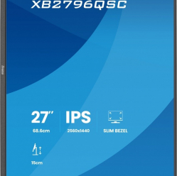 IIYAMA Monitor ProLite 27 cali XB2796QSC-B1 IPS,QHD,HDMI,USB-C (PD 65W),75Hz, 350cd, 1xUSB 3.2 , 1xUSB-C, 2x2W, HAS 150/PIVOT/obrót stopy 360st