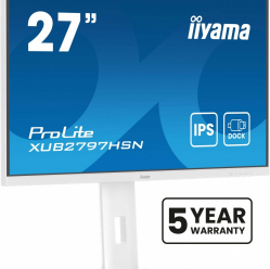 IIYAMA Monitor 27 cali XUB2797HSN-W2 IPS,FHD,USB-C Dock,HAS,300cd,1ms,sRGB99%,100Hz,HDMI,DP-out,USBx4,RJ45,2x2W/5y/ 