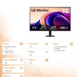 LG Electronics Monitor 31.5 cala 32U631A-B QHD 100Hz IPS HDR10