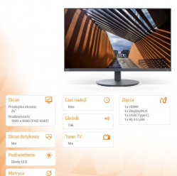 Sharp Monitor MultiSync DD-E244FL 24 cale Czarny 