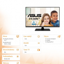 Asus Monitor 31.5 cala VP327Q EYE CAE 4K UHD DP HDMI