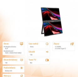 Verbatim Monitor dotykowy DUAL Essentialis 2x 15,6 Full HD 60Hz 