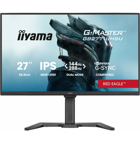 IIYAMA Monitor 27 cali GB2771UHSU-B1 4K 144Hz FHD 288Hz, 450cd, 2x2W, HAS 150, PIVOT