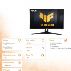 Asus Monitor 27 cali VG27AQ5A QHD fIPS 0.3MS HDMI DP