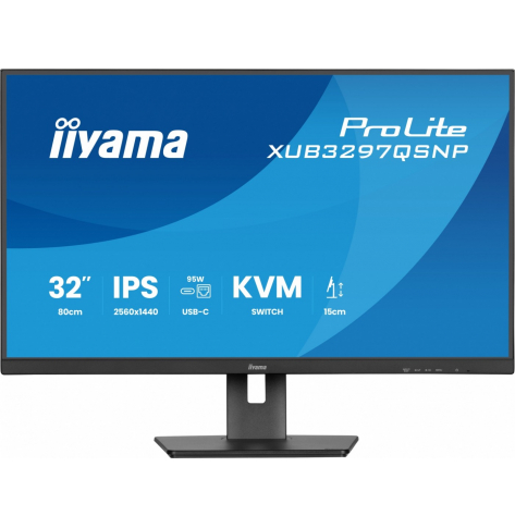 IIYAMA Monitor 32 cale XUB3297QSNP-B1 IPS,QHD,USB-C DOCK (95W), USB HUB 4x, KVM, RJ45