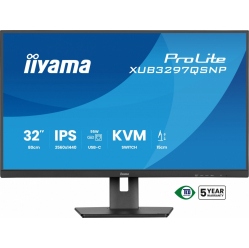 IIYAMA Monitor 32 cale XUB3297QSNP-B1 IPS,QHD,USB-C DOCK (95W), USB HUB 4x, KVM, RJ45