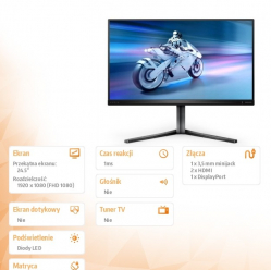 Philips Monitor 25M2N5200U 24.5 cala IPS 390Hz HDMIx2 DP Pivot 