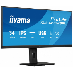 IIYAMA Monitor ProLite 34 cale XUB3493WQSU-B6 IPS,UWQHD,DP,2xHDMI,HAS,21:9,400cd, 120Hz,1000:1,1ms, USB HUBx4, 2x5W,