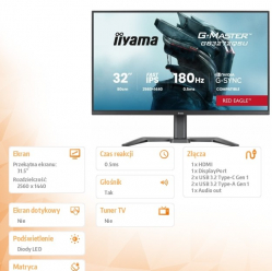 IIYAMA Monitor G-MASTER GB3261UHSCP-B1 4K,VA,144Hz,400cd, 3000:1,2xHDMI,DP, USB-C, 4xUSB, KVM, FreeSync Premium, DisplayPort Only, 2x5W,HAS 150
