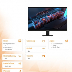 Gigabyte Monitor 27 cali GS27U EK UHD 2HDMI 1DP 160Hz 