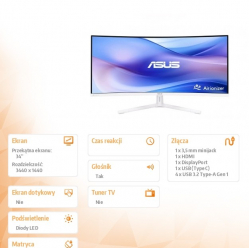 Asus Monitor VU34WCIP-W EYE CAR WQHD 100Hz USB-C