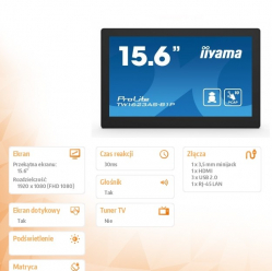 IIYAMA Monitor 16 cali TW1623AS-B3P,10P.DOT.IPS,ANDROID13,WIFI,24/7,RJ45, HDMI,3xUSB,CMS (iiSignage2) 