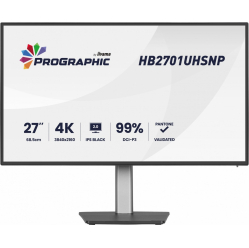 IIYAMA Monitor 27 cali ProGraphic HB2701UHSNP-B1 4K,IPS BLACK 2.0,450cd,VESA USB-c dock(PD:96W),HDMI,DP,DAISY/CHAIN,4xUSB,RJ45,3000:1,sRGB:100%,DCI-P3:99%,KV