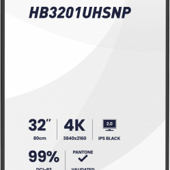 IIYAMA Monitor 31.5 cala ProGraphic HB3201UHSNP-B1 4K,IPS BLACK 2.0,450cd,VESA USB-c dock(PD:96W),HDMI,DP,DAISY/CHAIN,4xUSB,RJ45,3000:1,sRGB:100%,DCI-P3:99%,