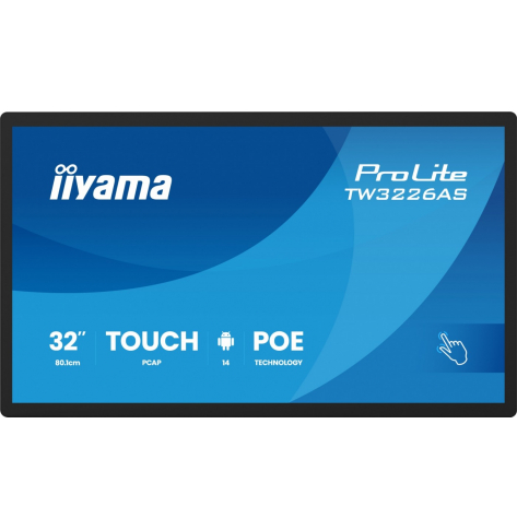 IIYAMA Monitor 32 cale TW3226AS-B3P POJ.10PKT.VA.24/7.FHD,500cd,HDMI,3xUSB, 1xUSB-c,RJ45,MIC, 2x5W,ANDROID 14,RK3567, 4/32GB, iiSign2