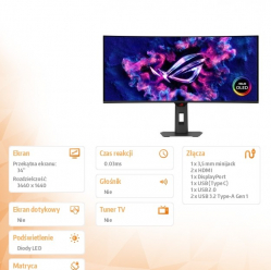 Asus Monitor 34 cale QD-OLED 1800R DP 2HDMI