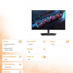 Gigabyte Monitor 27 cali MO27U2 GAMING 4K UHD 240Hz DP HDMI 